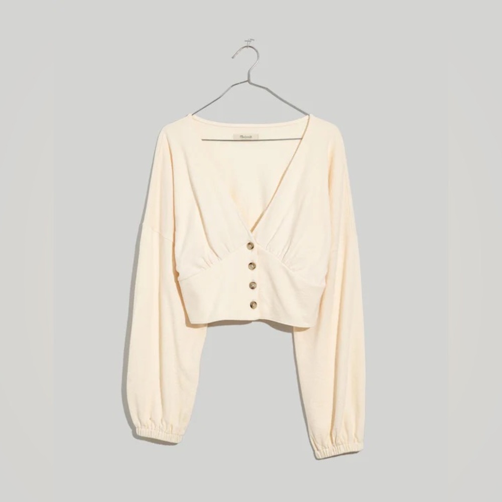NEW Madewell Deep-V Button-Front Crop Top